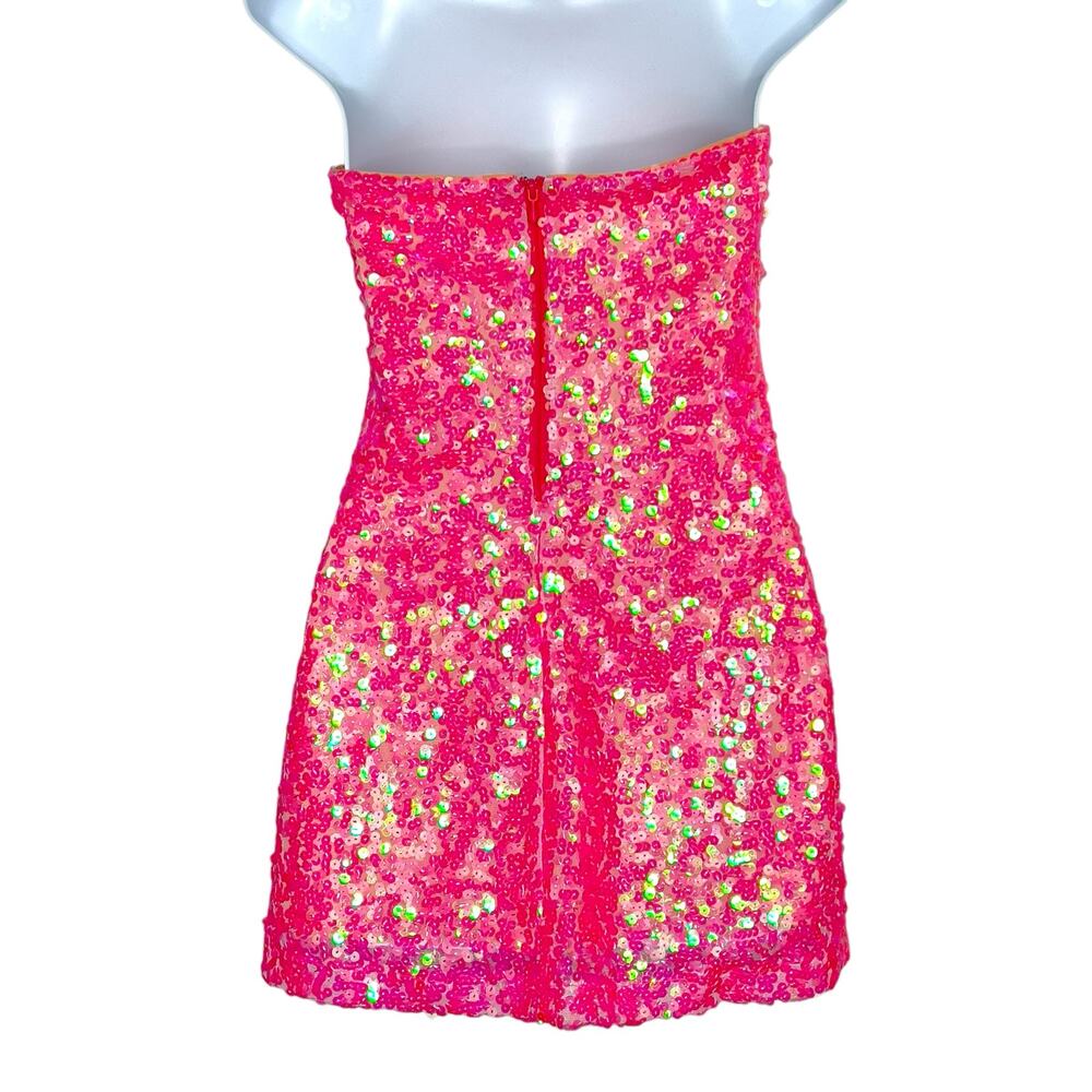 Show Me Your Mumu XS NEW On My Way Dress Strapless Pink Sequins Party - Picture 3 of 12